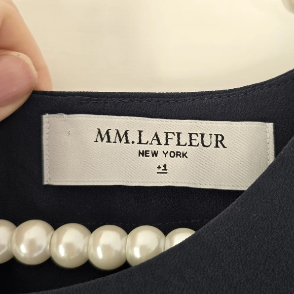 MM. Lafleur Elks Silk Blend Dress Plus Size 1X Navy - Picture 7 of 11